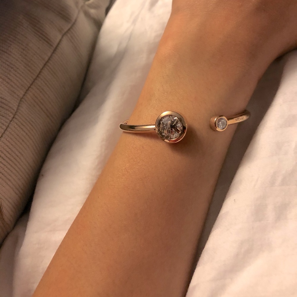 Michael Kors Fit Crystal Logo Open Cuff Bracelet